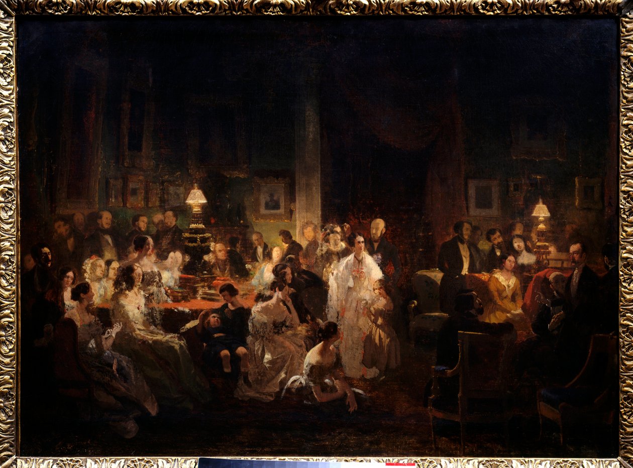 Horace Vernet 在 Irisson 先生的客厅（10 rue Antin，8 月 10 日晚上）分享了银版照相术的发现 作者 繁荣拉斐或拉斐特