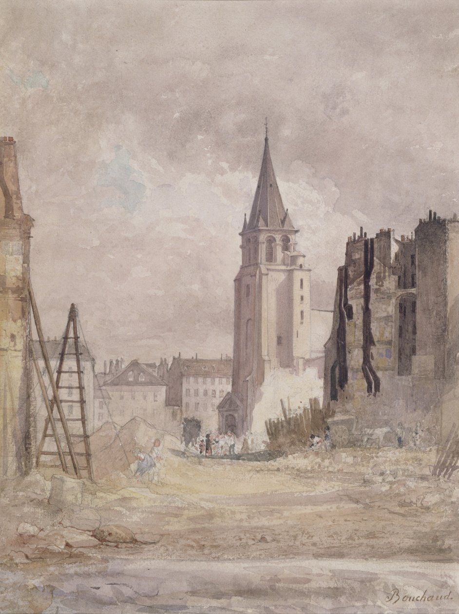 拆除Saint-Germain-des-Pres，c。 1867-68（纸上wc） 作者 谨慎的莱昂·布绍
