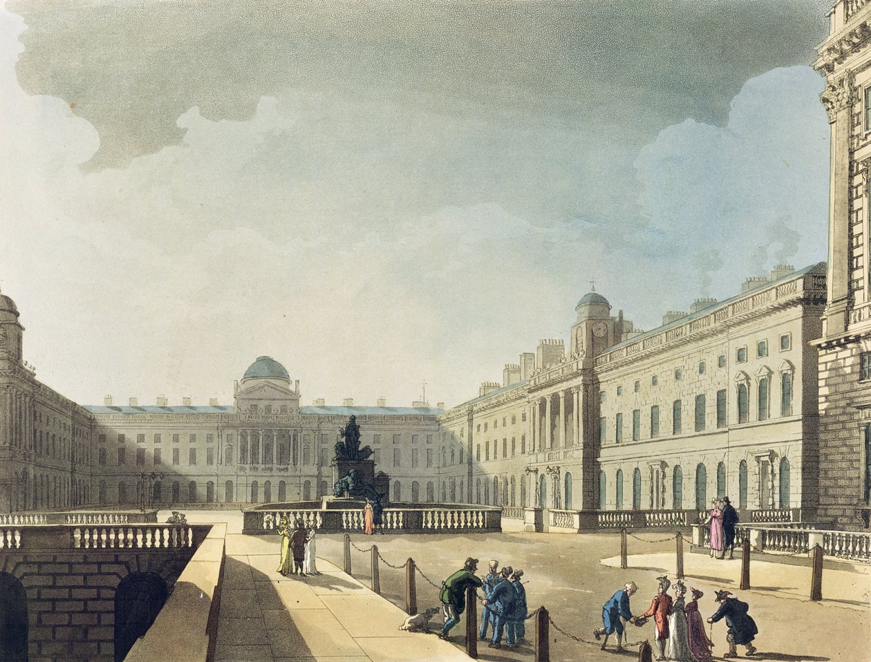Somerset House，Strand，来自&39;Ackermann&39;s Microcosm of London&39;，由John Bluck（fl.1791-1819）雕刻，1809年（aquatint） 作者 普金和罗兰森