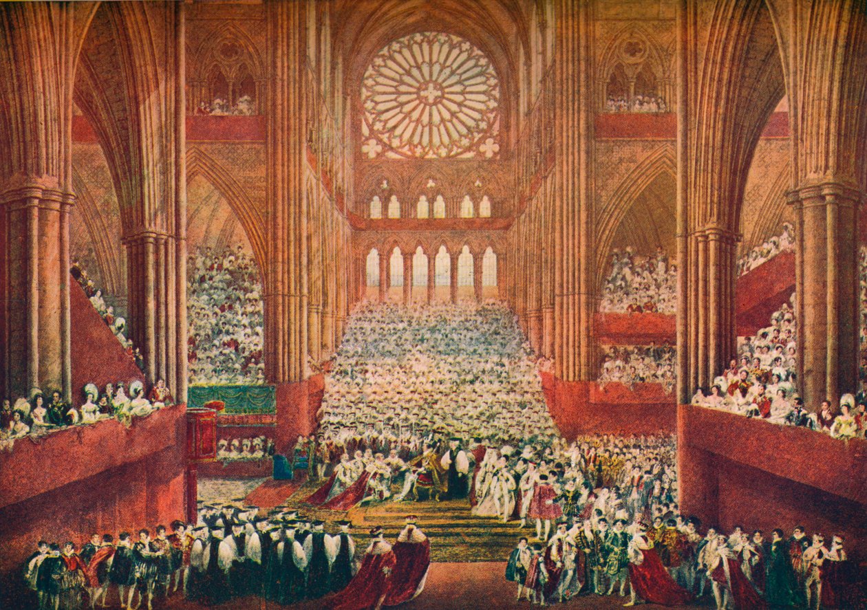 乔治四世国王在威斯敏斯特教堂的加冕仪式，伦敦，1821年1906年。   作者 普金和斯蒂芬诺夫