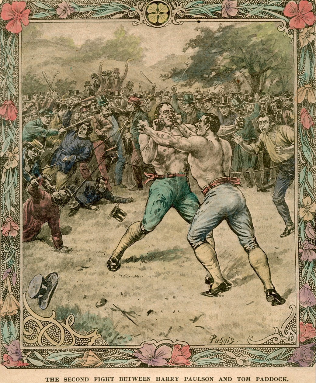 哈里·保尔森（Harry Paulson）和汤姆·帕多克（Tom Paddock）之间的第二次战斗，是1851年19世纪末或20世纪初。 作者 普格尼斯