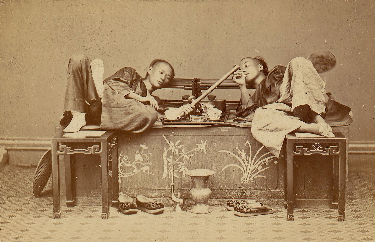 [鸦片吸烟者]，1870年代。 作者 潘伦