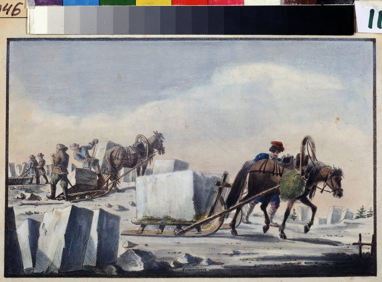 冰裂。 彼得·亚历山德罗维奇·亚历山德罗夫（1794-？）的绘画。 纸本水彩、水墨 作者 彼得·亚历山德罗维奇·亚历山大