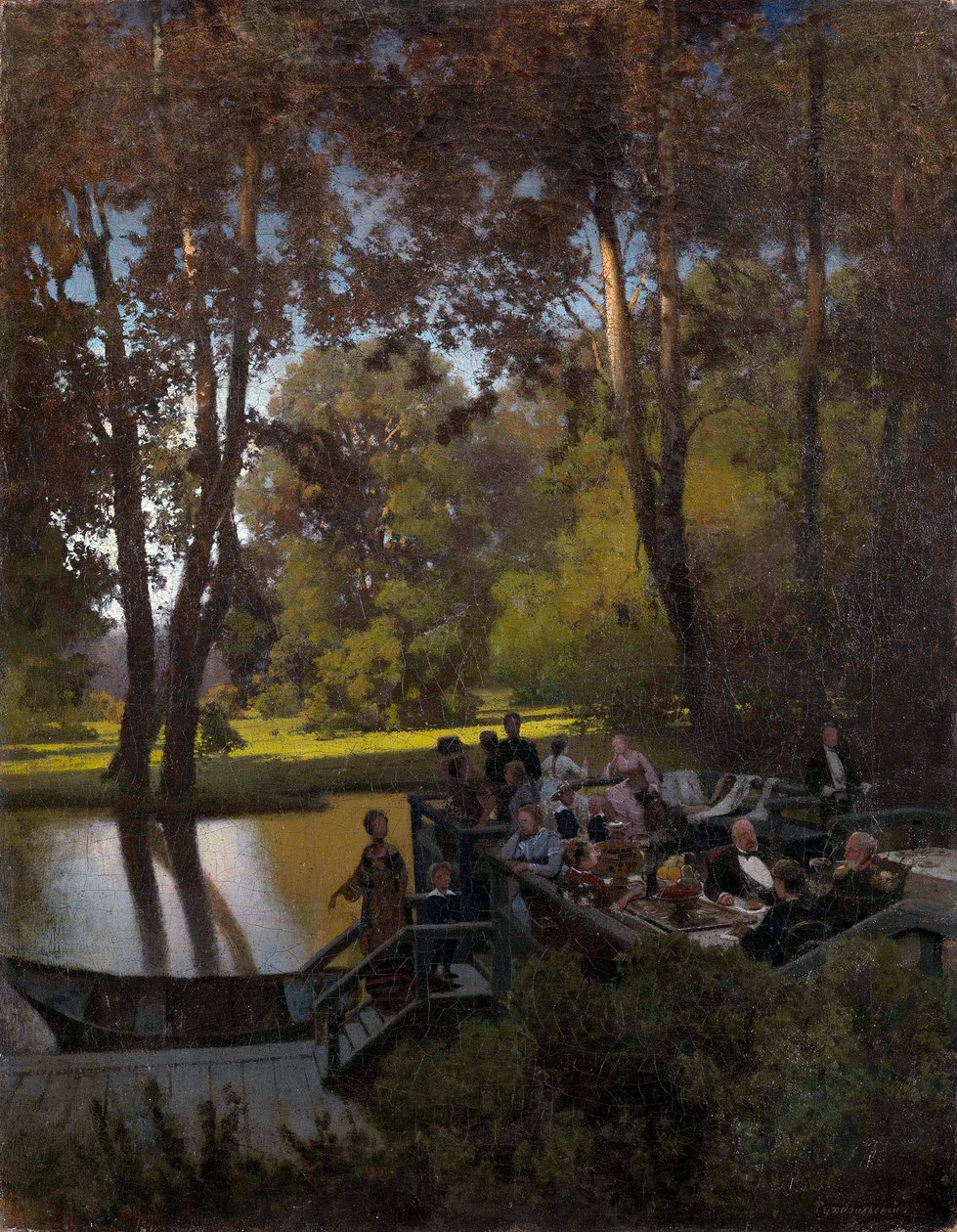 ""Dejeuner au parc"" (Luncheon in the Park) Peinture de Pyotr Alexandrovich Sukhodolsky (Soukhodolsky) (1835-1903) Oil on canvas Dim 61,5x48 cm Private Collection 作者 彼得·亚历山德罗维奇·苏霍多尔斯基