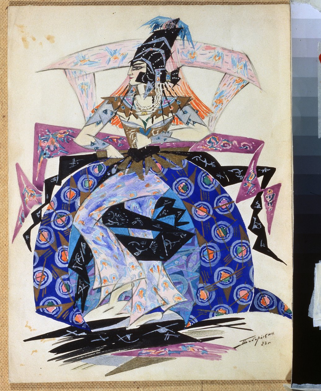 伊戈尔-斯特拉文斯基（1882-1971 年）芭蕾舞剧《彼得鲁什卡》的服装设计。Pyotr Boborykin（Piotr Boborykine）（1836-1921 年）的绘画作品。纸上水彩和铅笔，35.6 x 26.5 厘米 作者 彼得·博博里金