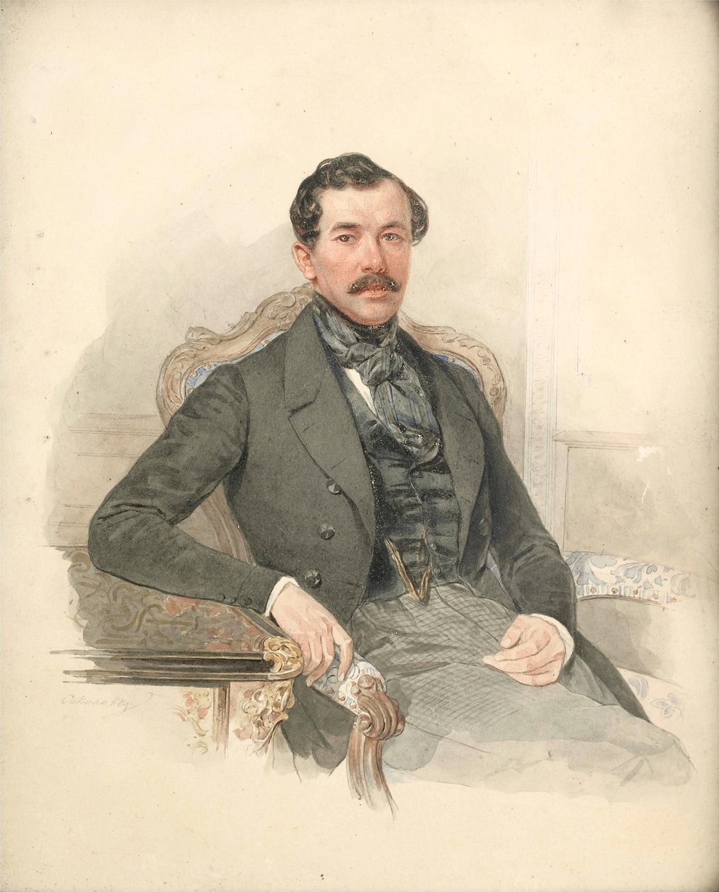 Maximilien de Leuchtenberg, mecene et mineogiste - 第三代 Leuchtenberg 公爵 Maximilian de Beauharnais (1817-1852) - Pyotr Fyodorovich Sokolov (1791-1848) 的肖像。 纸板水彩尺寸：25x21 厘米私人收藏 作者 彼得·费奥多罗维奇·索科洛夫