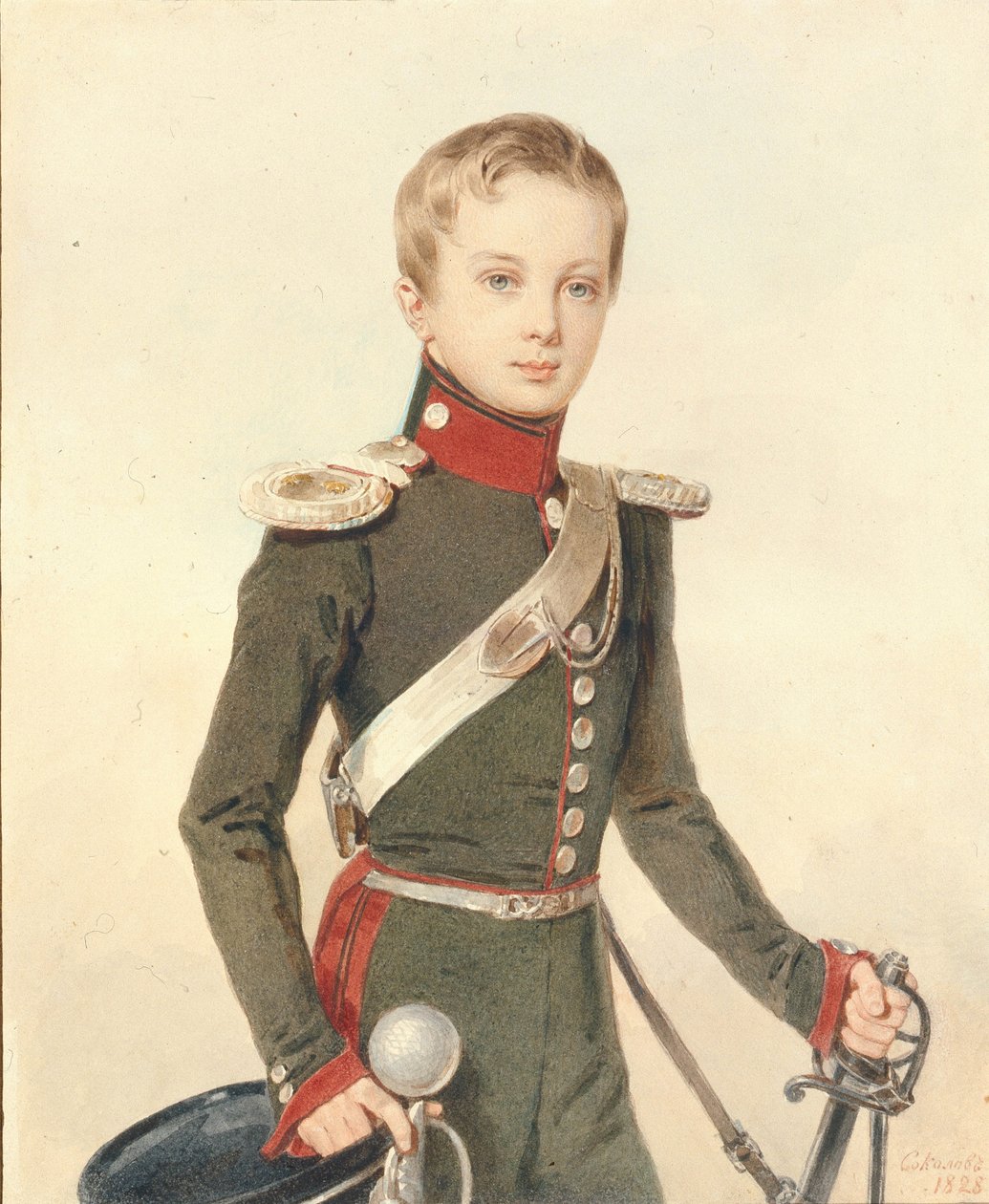 皇太子亚历山大·尼古拉耶维奇（Alexander Nikolayevich）的肖像1818-1881、1828 作者 彼得·费奥多罗维奇·索科洛夫