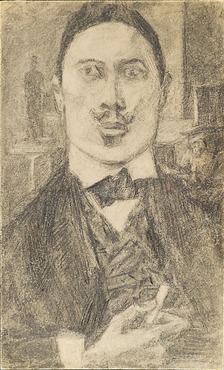 画家Nikolay Sapunov的肖像1880-1912，1912年 作者 彼得·伊格纳特维奇·布罗米尔斯基