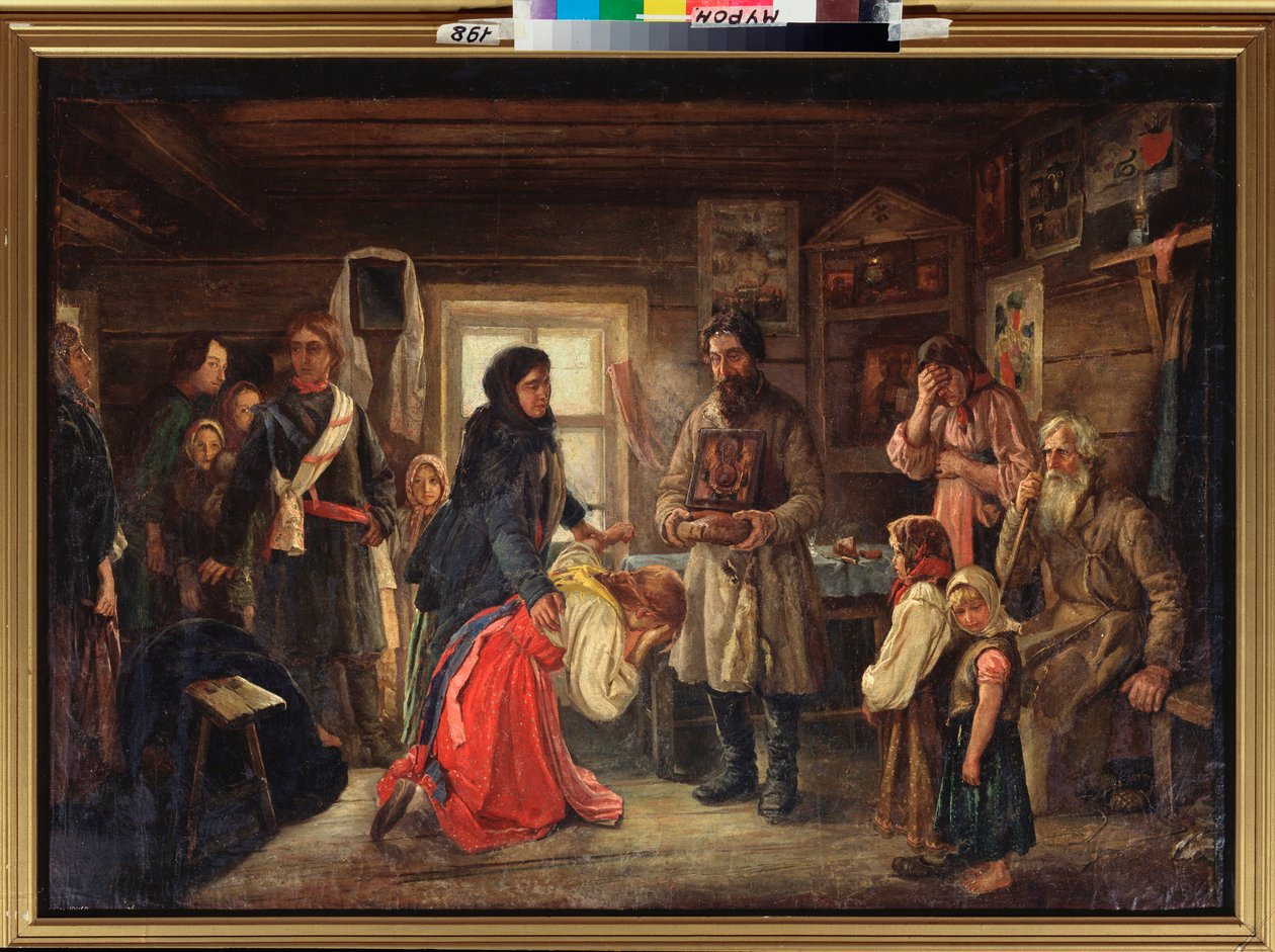 结婚前》--Pyotr Ivanovich Tselebrovski（1859-1921 年）的绘画，布面油画，约 1900 年，俄罗斯艺术 作者 彼得·伊万诺维奇·特瑟勒布罗夫斯基