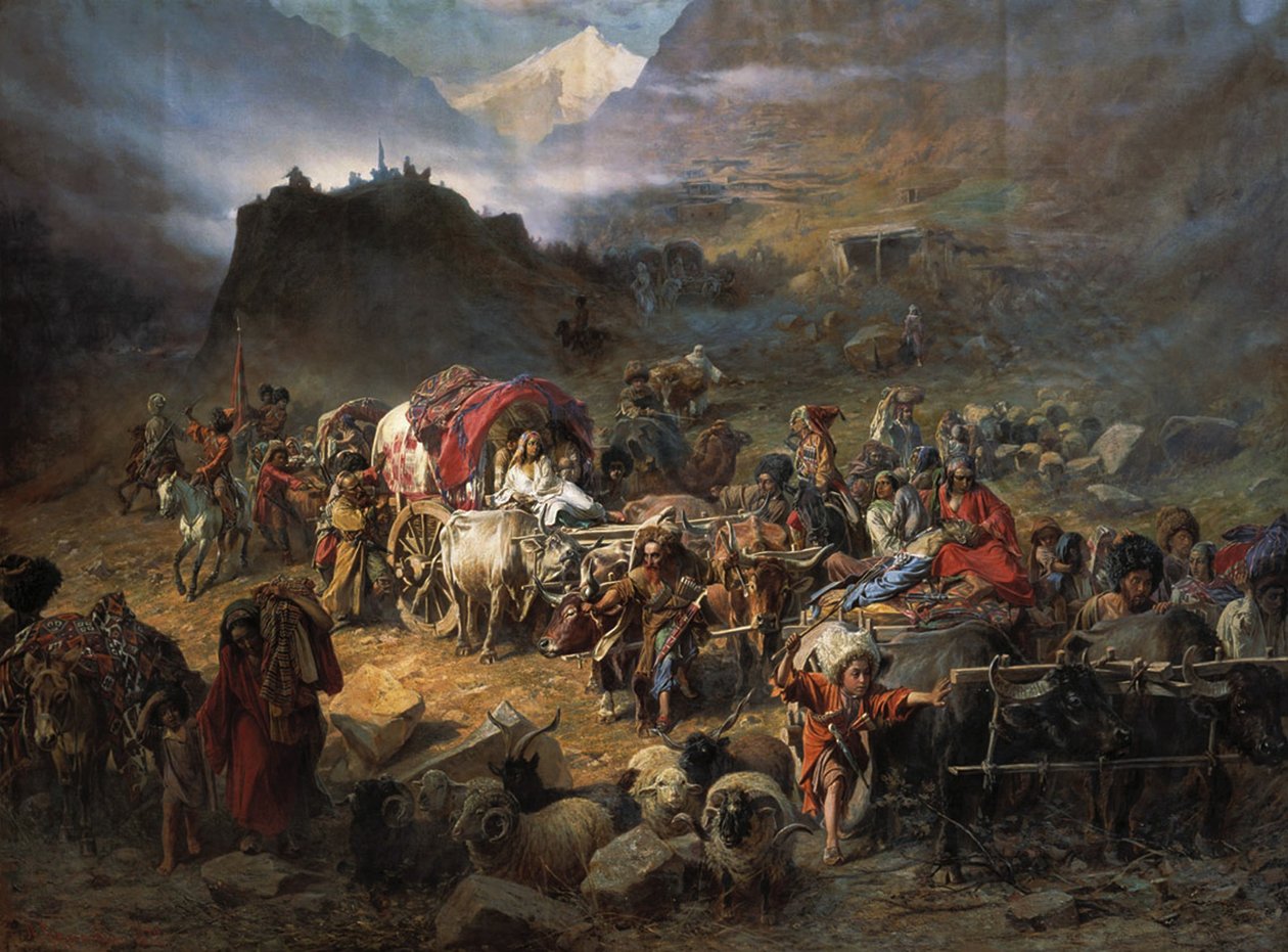 登山者在1872年俄国军队接近之前离开了aul 作者 彼得·尼古拉耶维奇·格鲁辛斯基