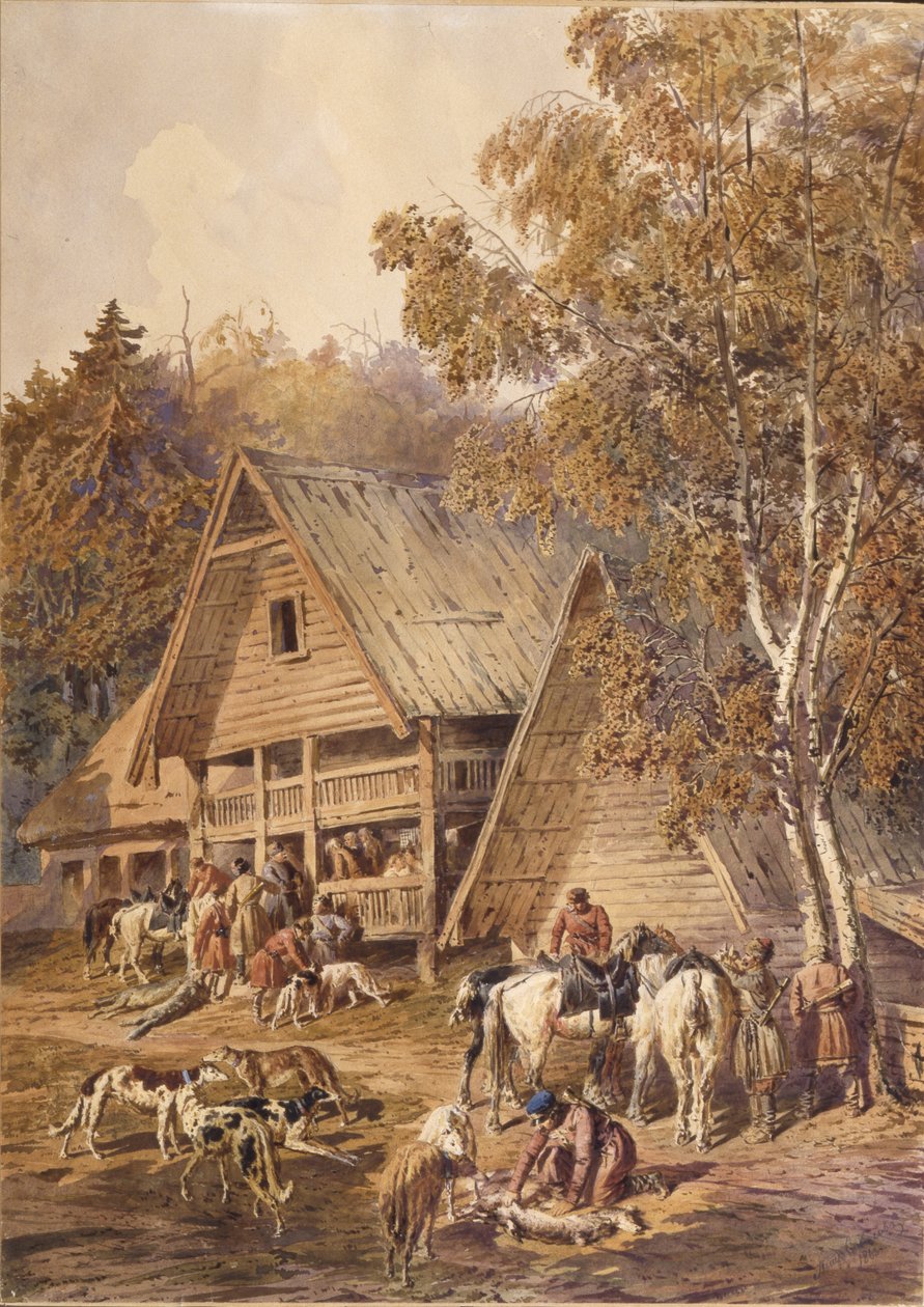 狩猎者》，1863年 作者 彼得·彼得罗维奇·索科洛夫（Pyotr Petrovich Sokolov）