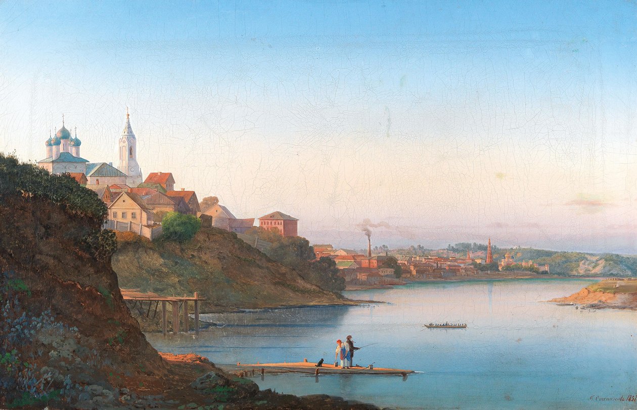 莫斯科Krutitsy的Dormition教堂，背景是Simonov修道院，1858年。 作者 彼得·谢尔盖耶维奇·斯捷潘诺夫