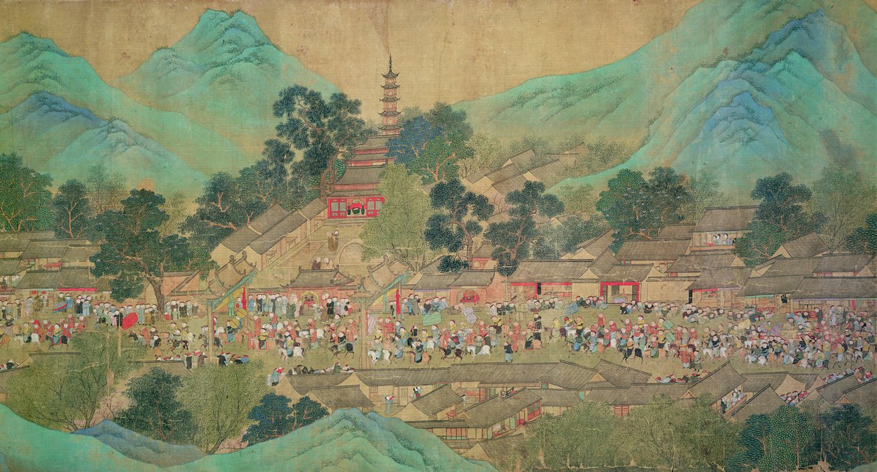 康熙皇帝 1699 年巡幸江汉》，取材于陈超平（1661-1722 年）（绢底纸本水墨设色） 作者 清代中文学校