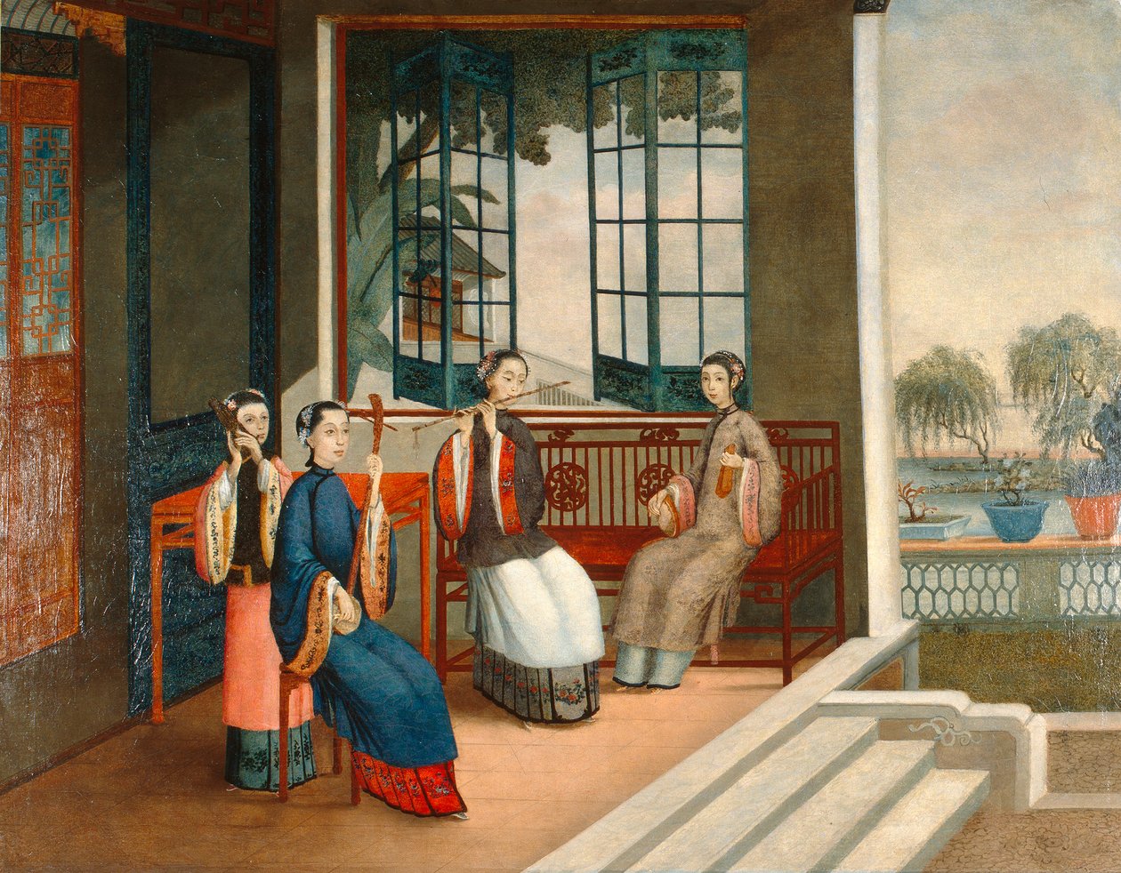音乐家，约 1800 年（布面油画） 作者 清代中文学校