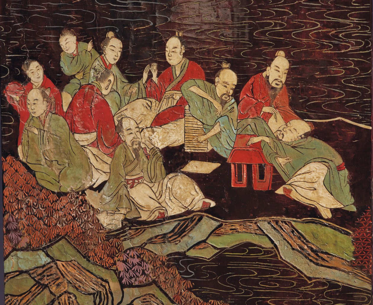 十二重屏风屏风，十八世纪 作者 清代中文学校
