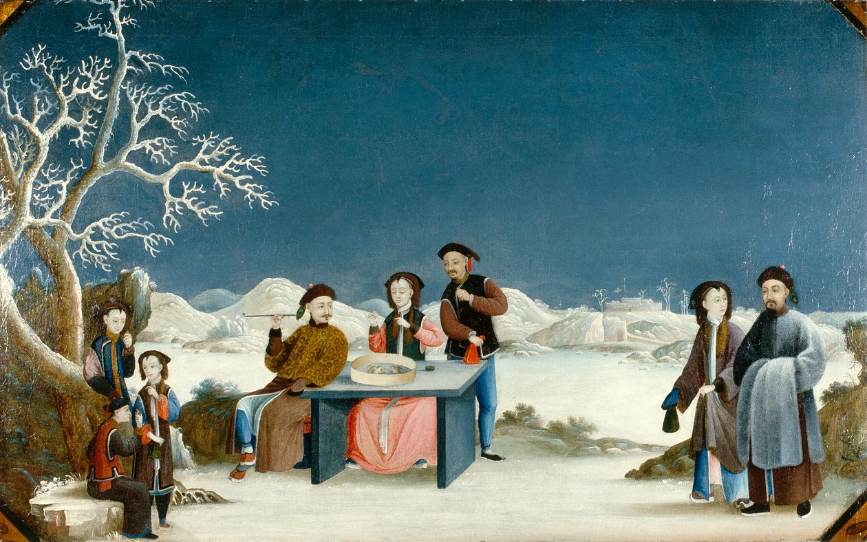 遥远要塞的冬景，约 1800 年（布面油画） 作者 清代中文学校
