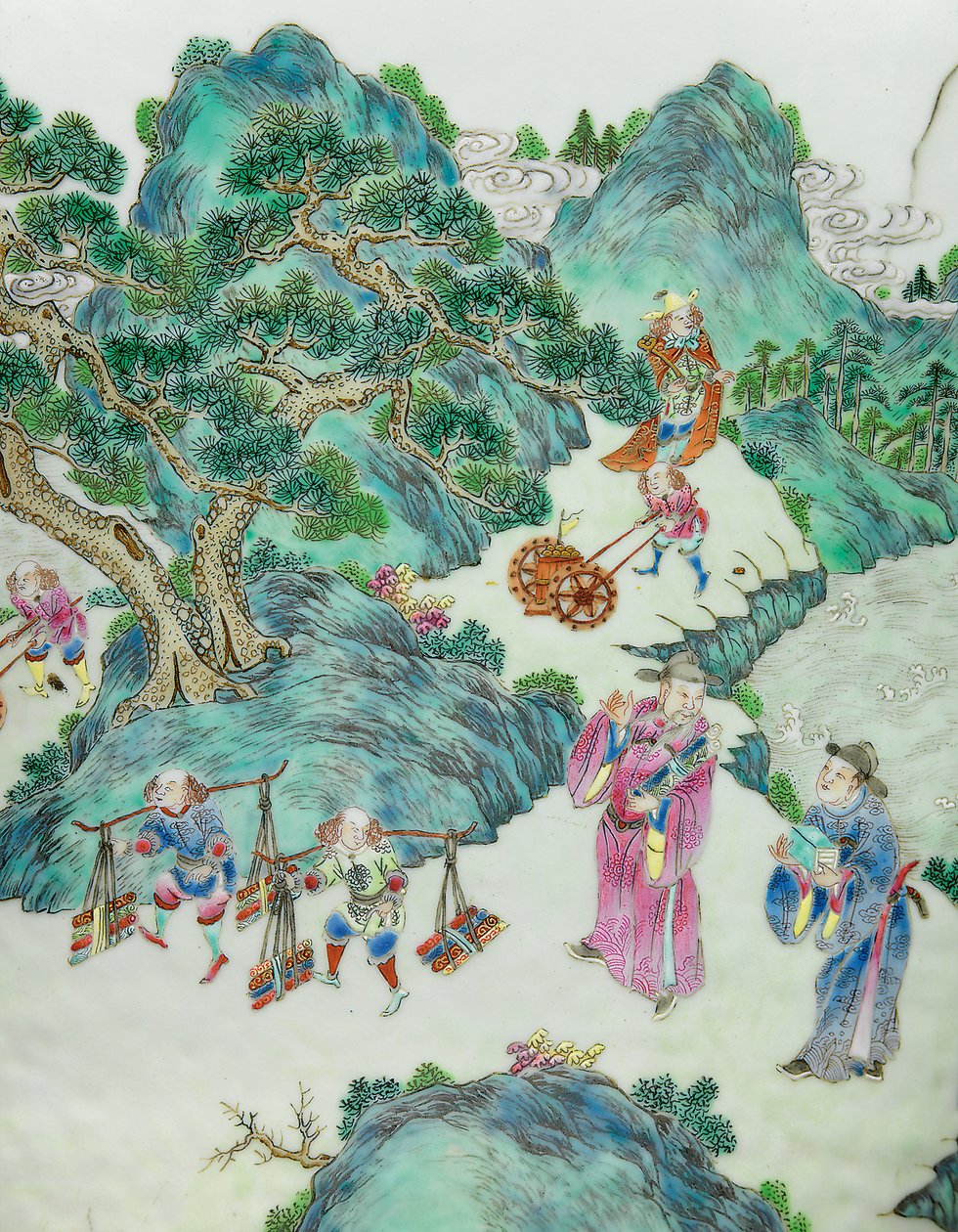 一对皇家粉彩玫瑰花瓶（陶瓷）中的一个的细节 作者 清嘉庆时期中文学校