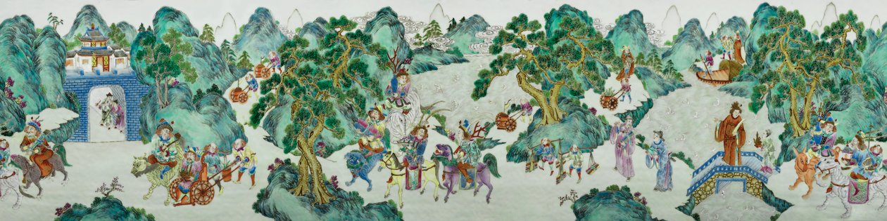 一对皇家粉彩玫瑰花瓶（陶瓷）中的一个的细节 作者 清嘉庆时期中文学校