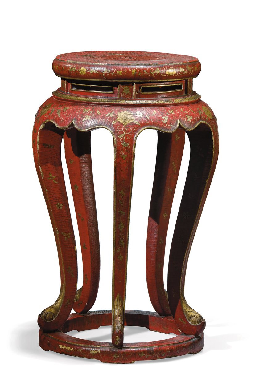 Jardinière（漆成红色，带有金色，棕色和绿色细节） 作者 清代中文学校