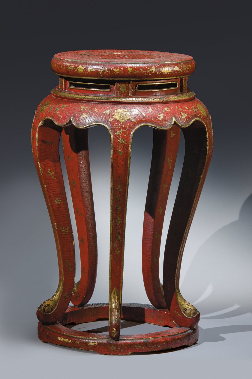 Jardinière（漆成红色，带有金色，棕色和绿色细节） 作者 清代中文学校