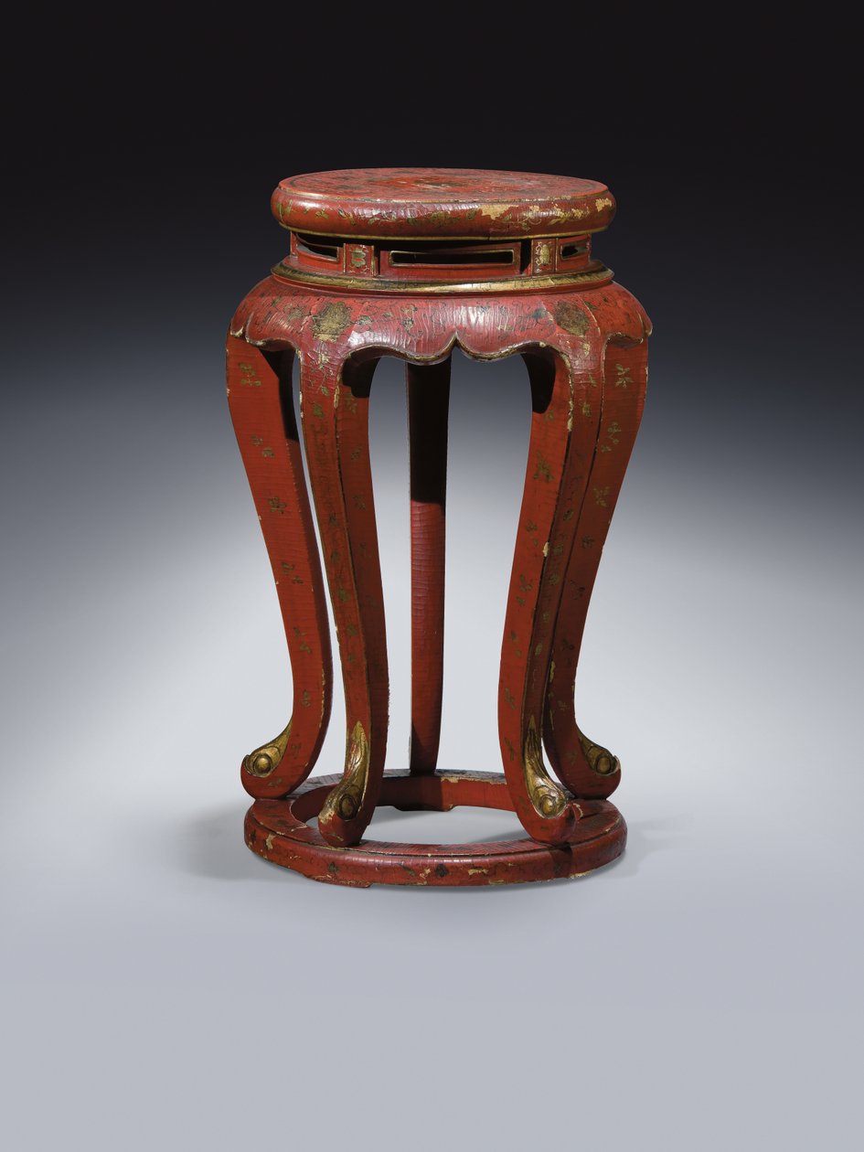 Jardinière（漆成红色，带有金色，棕色和绿色细节） 作者 清代中文学校