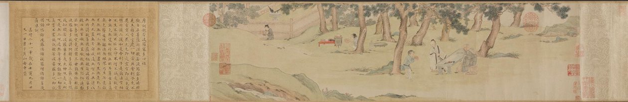 赵孟甫写《心里的佛经》以换茶，1542-43年。 作者 仇英