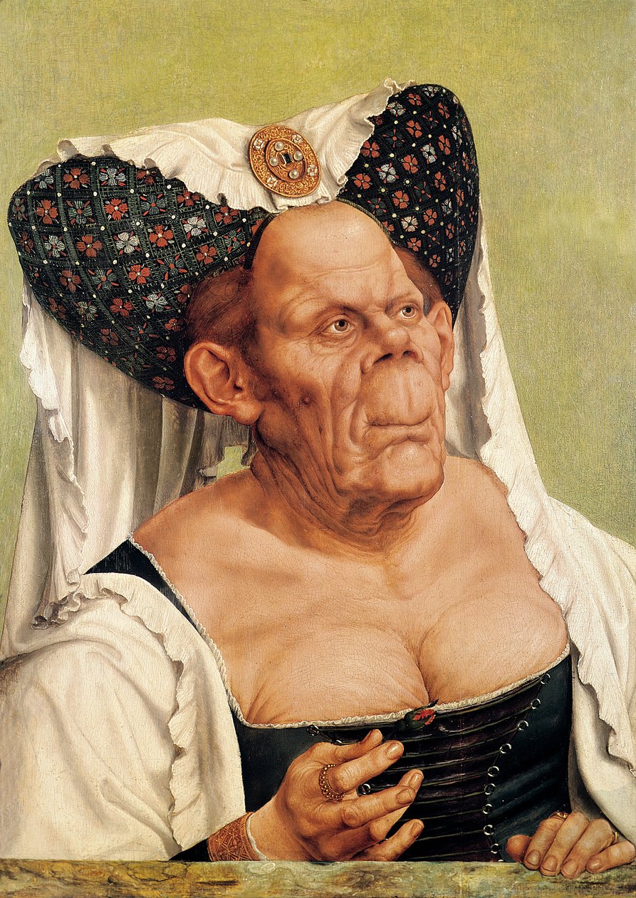一个怪诞的老妇人，可能是蒂罗尔玛格丽特公主，1525-25 作者 Quentin Massys 或 Metsys
