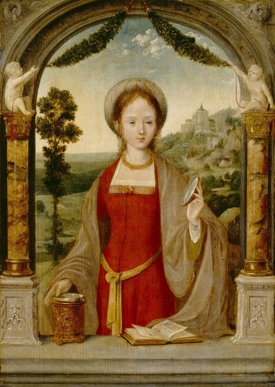 Mary Magdalen（橡木板上的油） 作者 Quentin Massys 或 Metsys