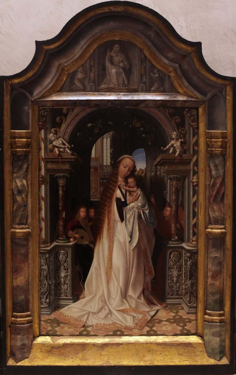 带着孩子的处女，被天使包围着 作者 昆汀·马特西斯（Quentin Matsys）