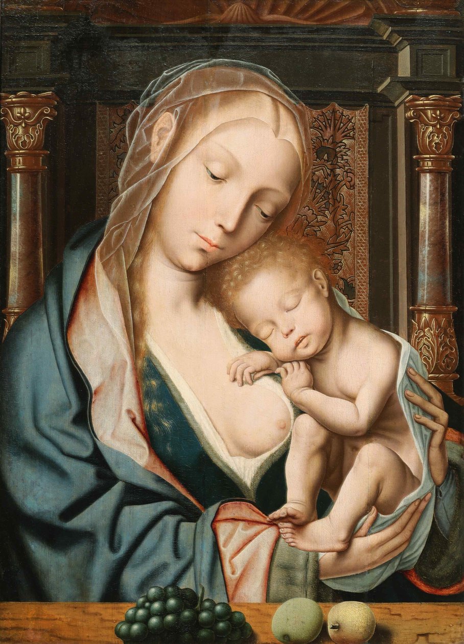 La Vierge aux raisins 圣母与一串葡萄，16世纪。 作者 昆汀。马西斯