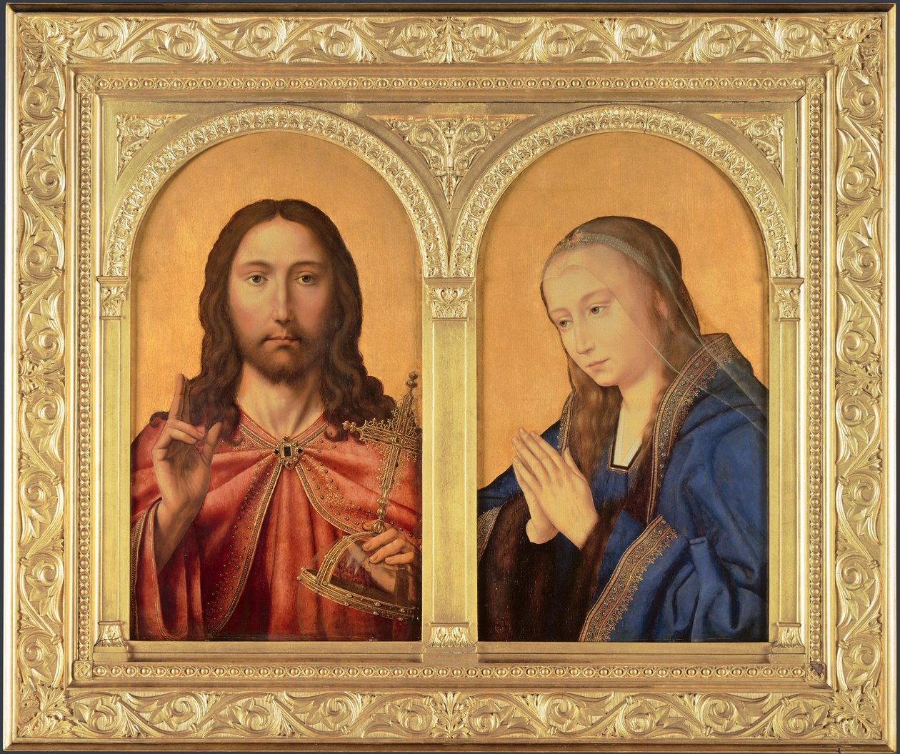 Diptych：1500年至1550年间的基督与圣母 作者 Quentin Massys 或 Metsys