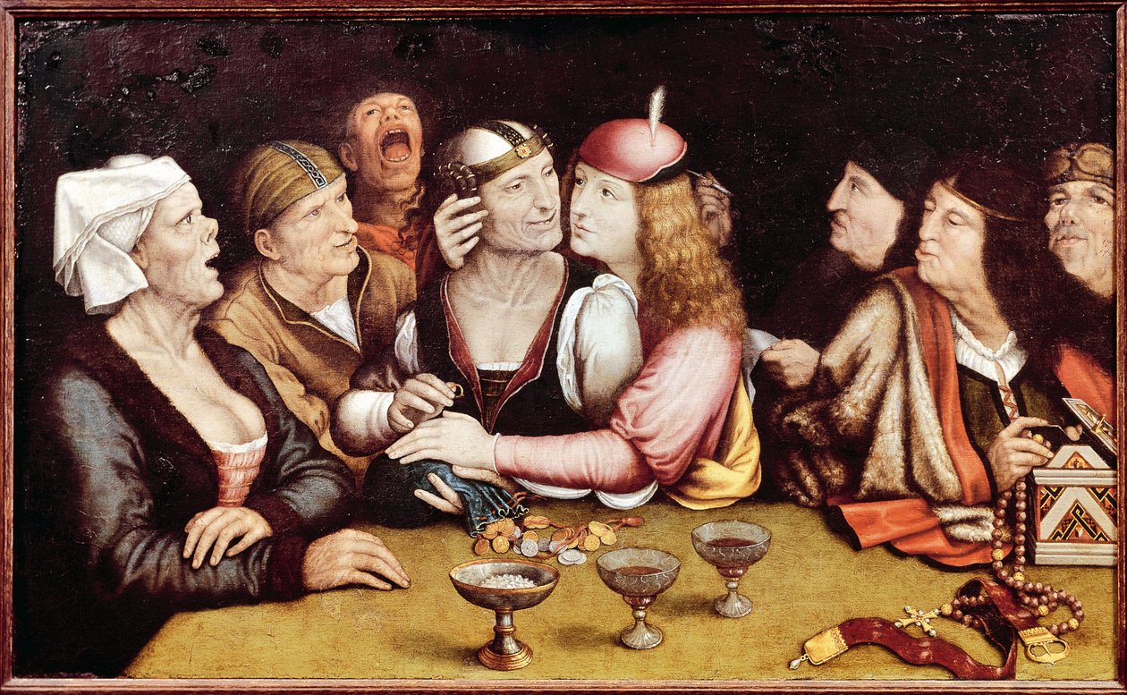 婚约--昆廷-梅西斯（Matsys，Massys，Matsijs）（1466-1530）的绘画，木板油画 作者 Quentin Massys 或 Metsys