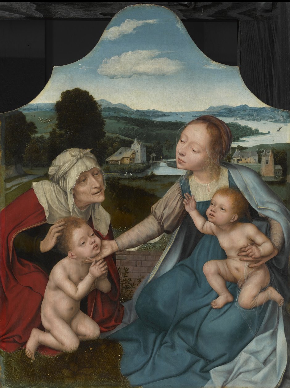 圣母子与圣伊丽莎白和施洗约翰，约1520-25年 作者 Quentin Massys 或 Metsys