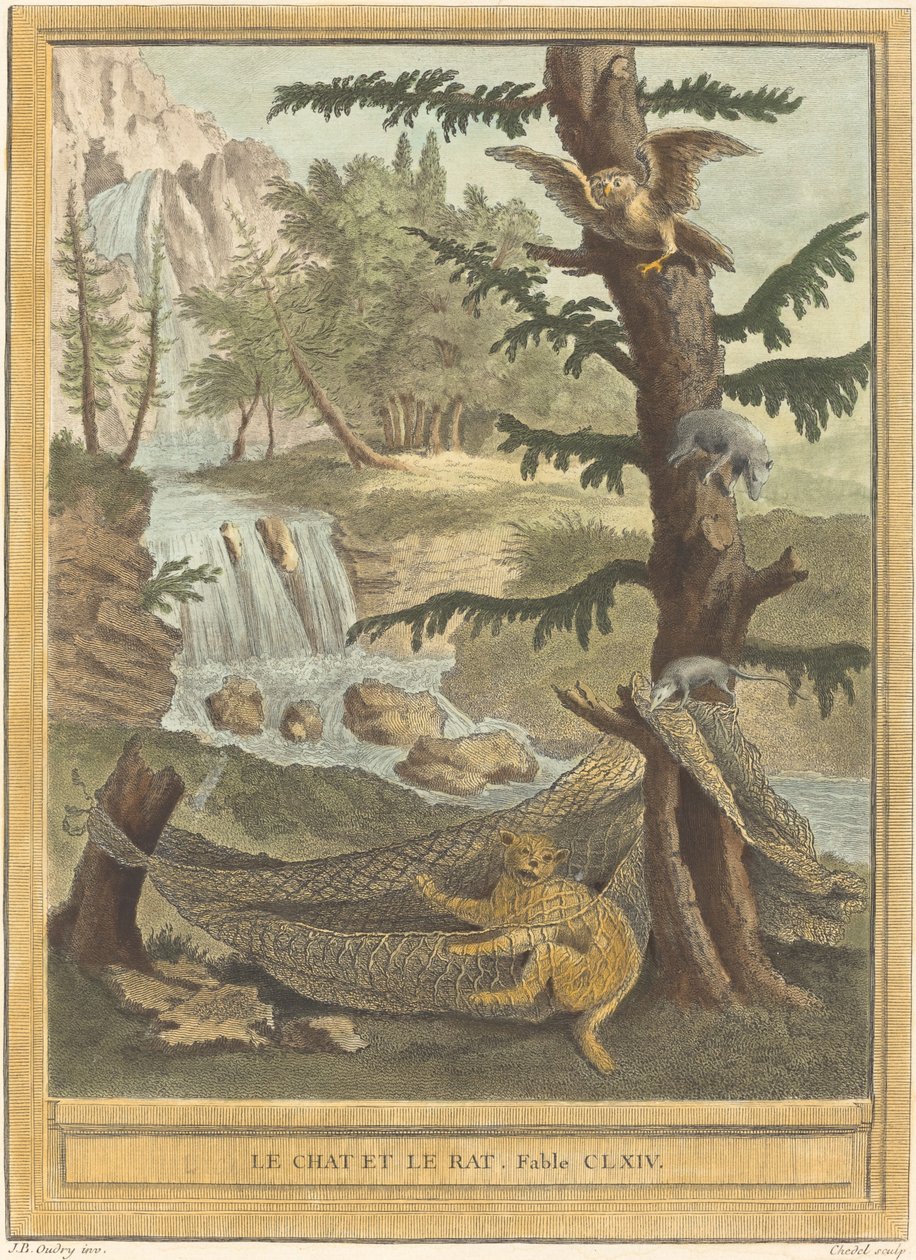 猫和老鼠》(Le chat et le rat) 作者 让·巴蒂斯特·乌德里 (Jean Baptiste Oudry) 之后的昆汀·皮埃尔·切德尔