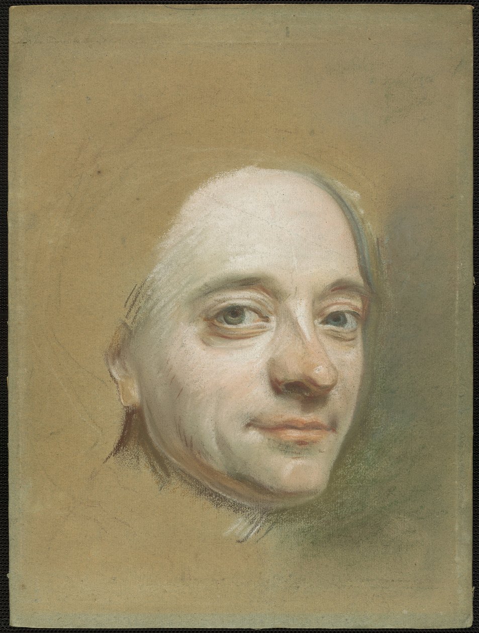 自画像，c.1737（绿褐色直纹纸上的粉彩） 作者 昆汀·德拉图尔