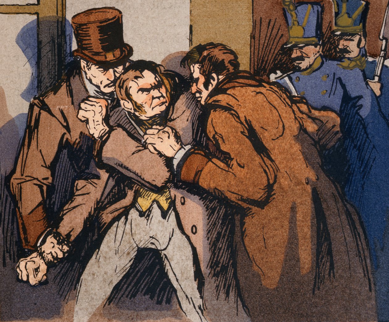 “沃特林的逮捕”，1922年Honore de Balzac的“妓女的辉煌与缪斯”的插图 作者 第五名