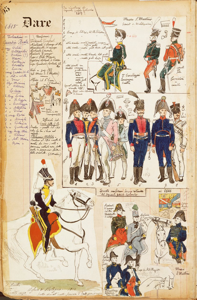 各种制服，Quinto Cenni，彩色版，约 1815 年 作者 昆图森尼