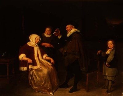 拜访生病的女人 作者 Quiringh Van Brekelenkam