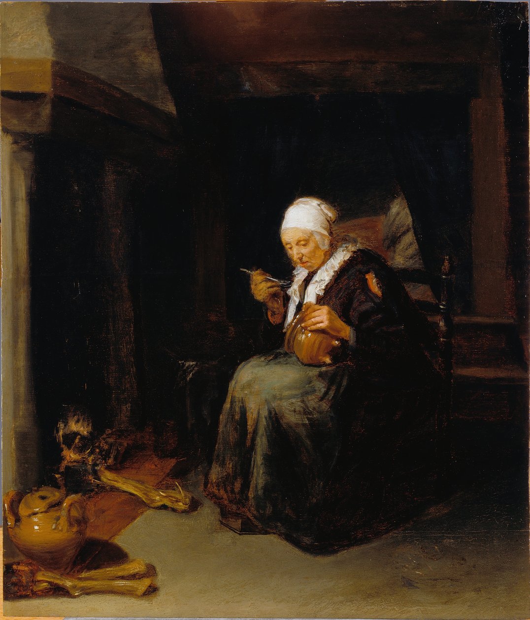 老女人吃 作者 Quiringh Van Brekelenkam