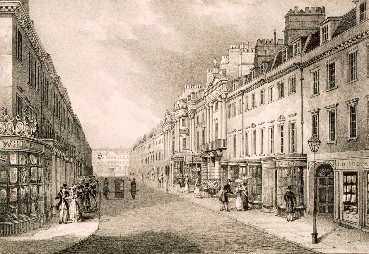 Milsom Street，来自&39;Bath of Bath&39;，c.1843 作者 伍德罗夫