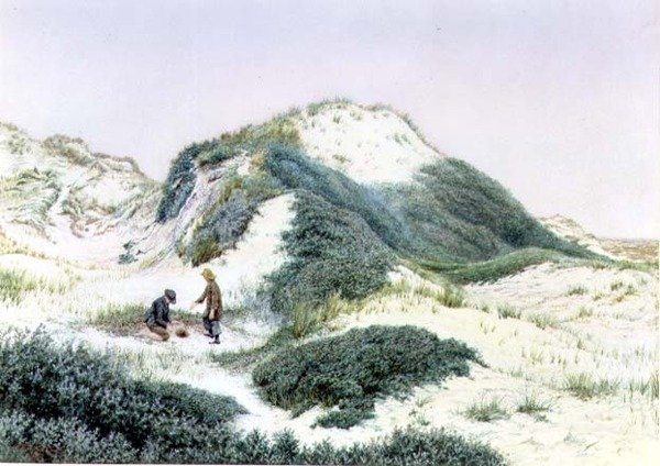 海特镇的沙山之间 1885年（水彩画 作者 RH卢瑟福