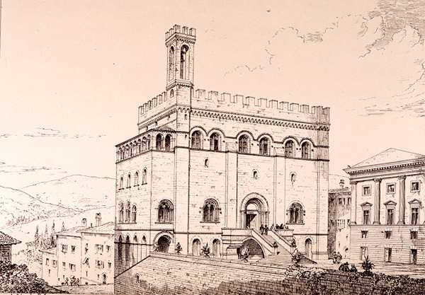 意大利古比奥的Palazzo del Comune，出自W.Mackenzie出版的《12至15世纪法国和意大利的市政、商业和街道建筑实例》。 作者 安德森