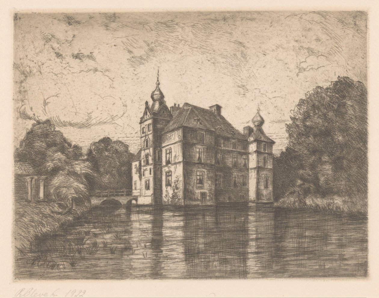 Kasteel De Cannenburgh（实物上的原标题） 作者 R. Cleve（艺术家签名）