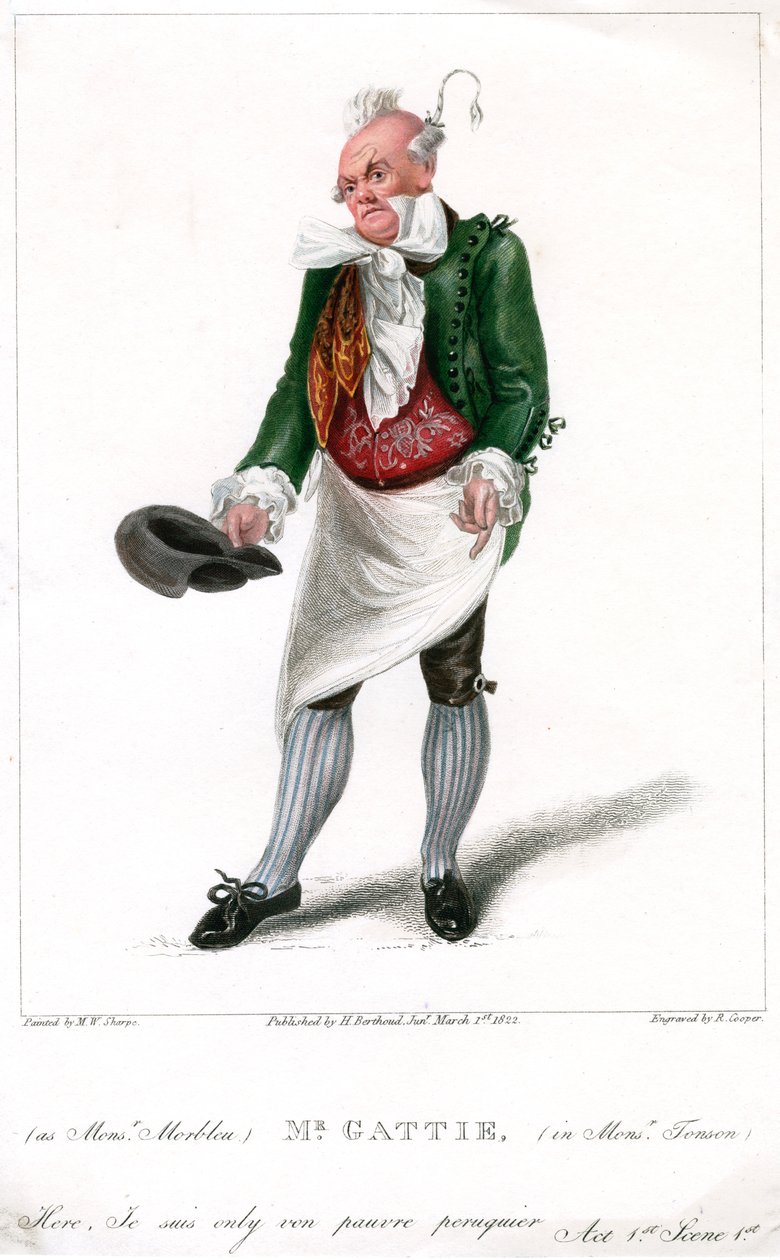 加蒂（Gattie）先生于1822年在汤森先生（Monsieur Tonson）中担任莫布留先生（Monsieur Morbleu）。 作者 库珀