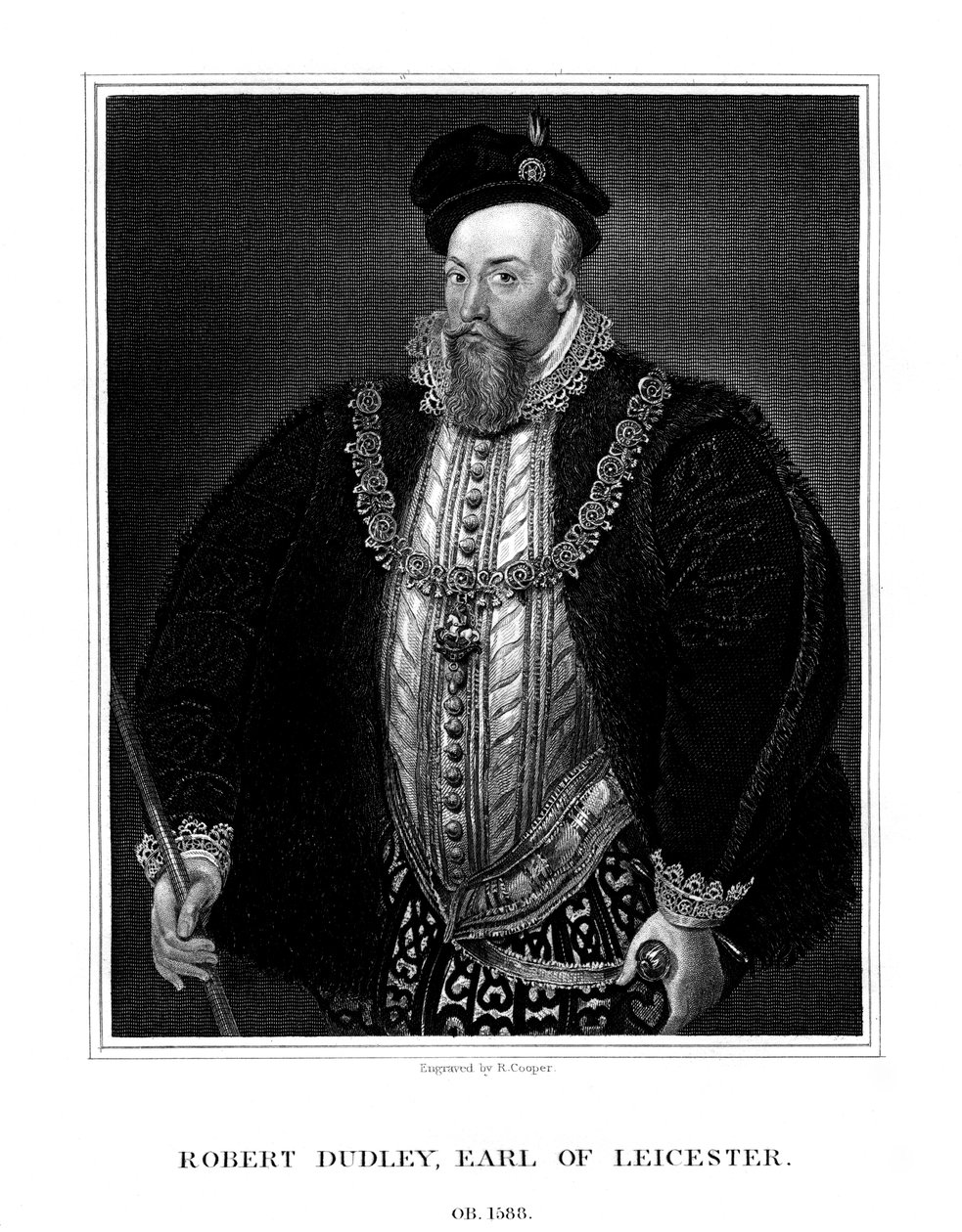 罗伯特·杜德利（Robert Dudley），莱斯特第一伯爵，1823年成为英国女王伊丽莎白一世的最爱。 作者 库珀