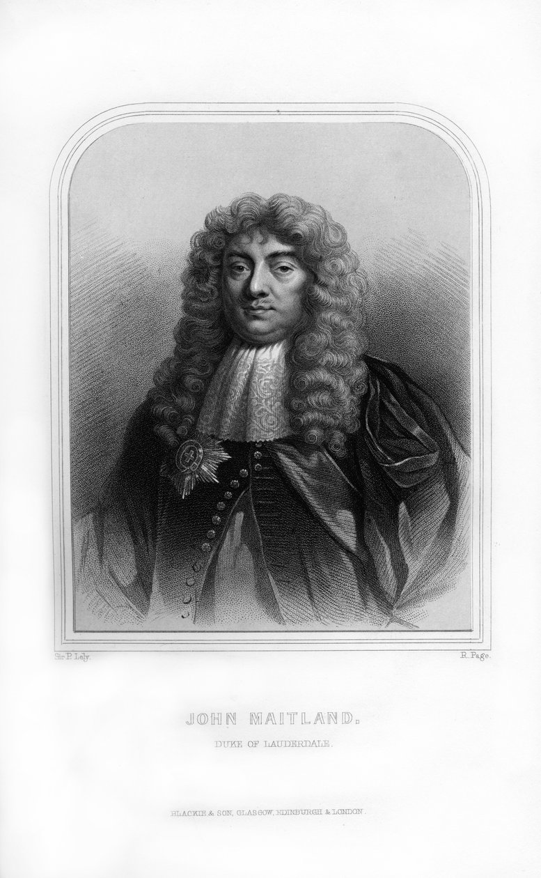 约翰·梅特兰（John Maitland），苏格兰政客，劳德代尔第一公爵，1870年。 作者 R.佩奇