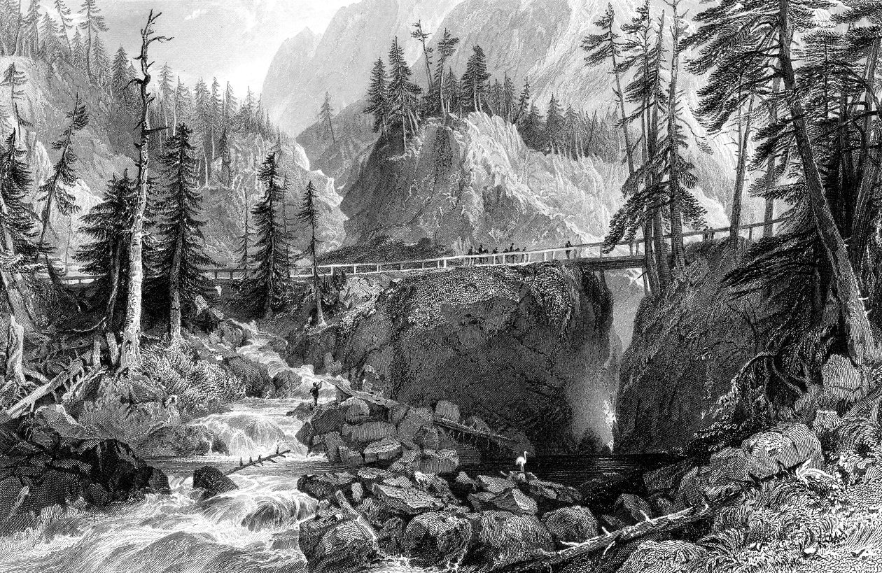 Pont dEspagne，Pryrenees，19世纪。 作者 瓦利斯