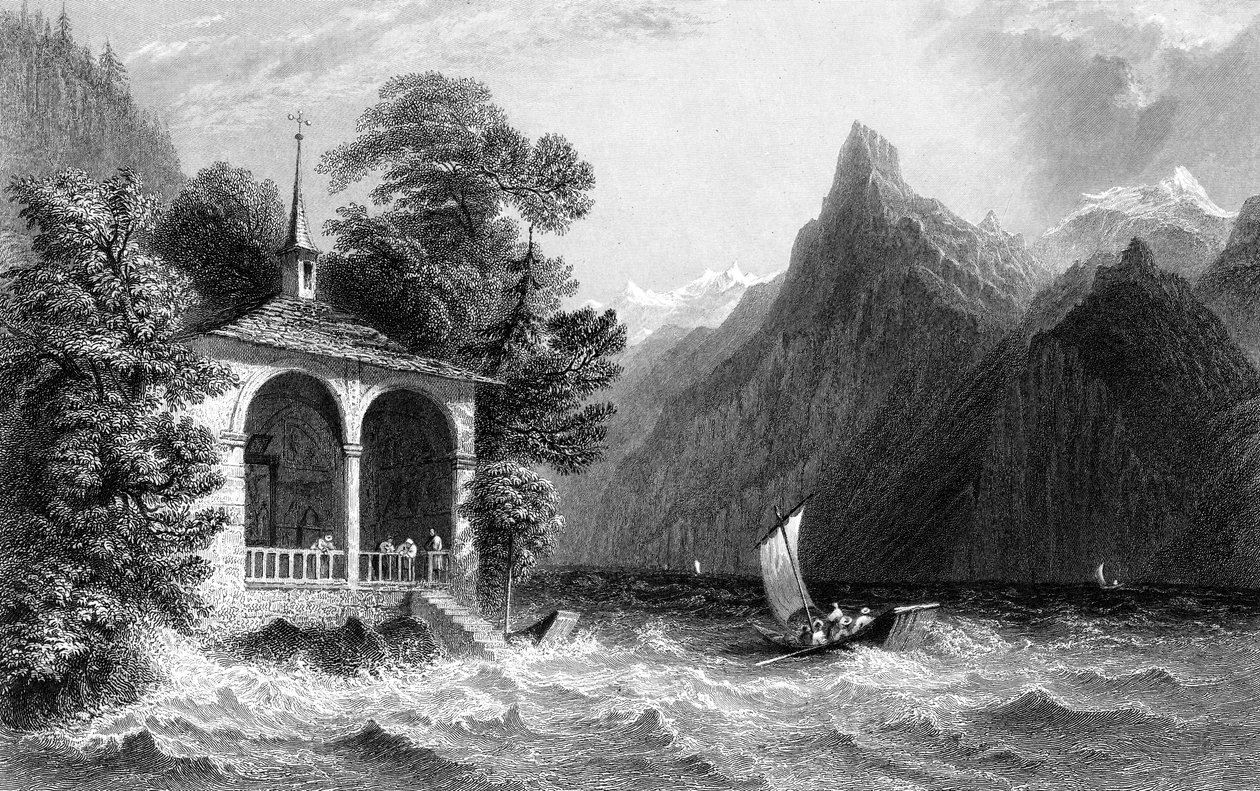 告诉教堂，瑞士乌里湖，1836年。 作者 瓦利斯