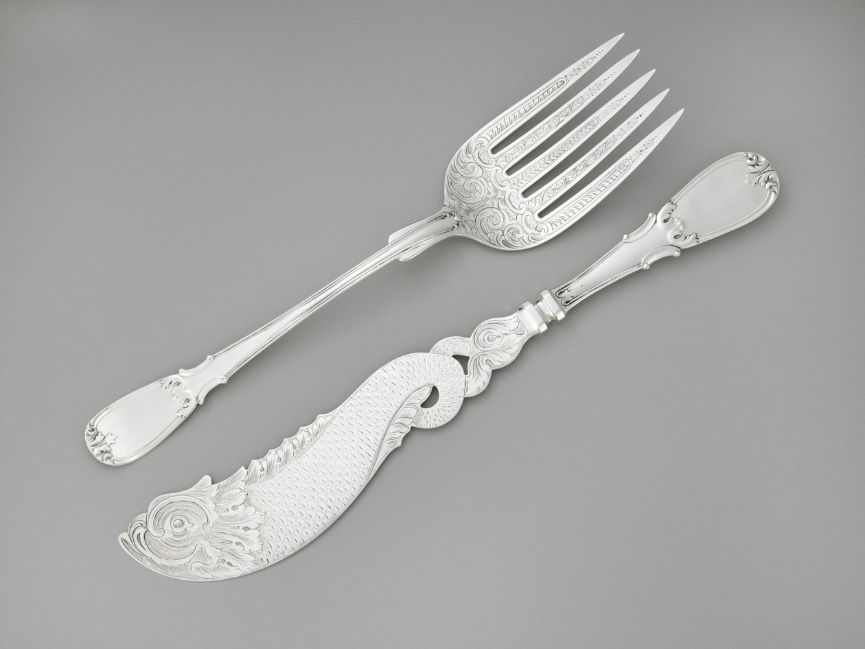 鱼叉和刀，c。 1835-1845（银） 作者 R.和W.威尔逊