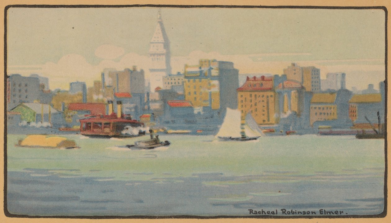 从34街渡口看纽约，1914年。 作者 雷切尔·罗宾逊·埃尔默